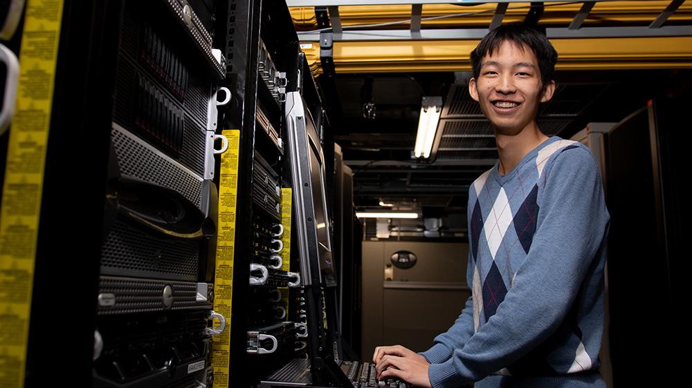 Mines student working on a super computer